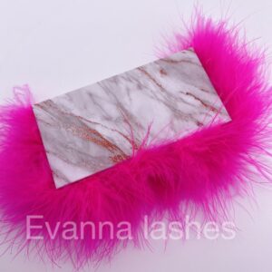 create your own eyelash packaging box with hot pink feather