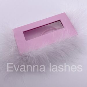 custom eyelash box packaging pink package with white  feather
