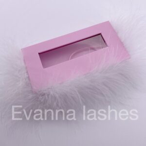 custom eyelash box packaging pink package with white feather