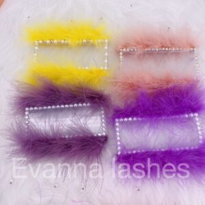 custom lash cases with colorful feather and diamond