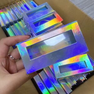 custom eyelash packaging box wholesale rain bown design
